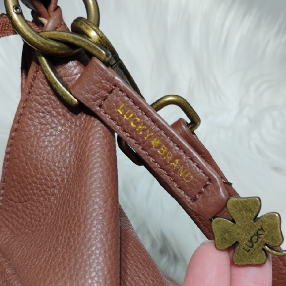 SALE! Lucky Brand Carmen Brown Leather Tassel Hobo/Bucket Shoulder Bag - Picture 2 of 15